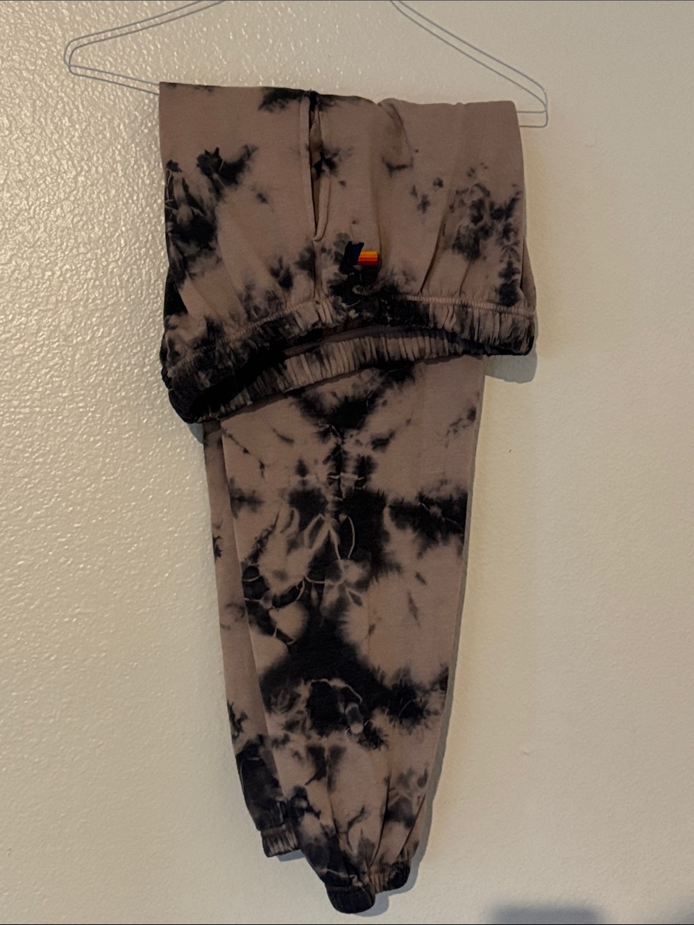 Large Aviator Nation Tan and Black Tie-Dye Joggers/sweatpants